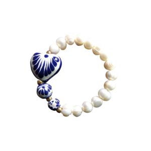 Talavera Ceramic and Pearl Bracelet