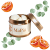 buttons vegan soy scented wax melts tin, spiced orange, a rich and spicy winter fragrance, orange, eucalyptus, clove, cinnamon, vanilla