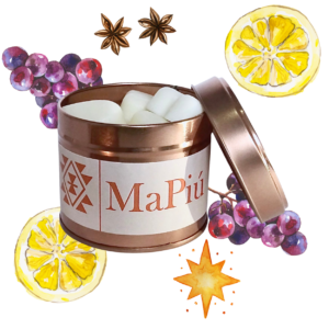 twelve hearts vegan soy scented wax melts tin, lets get festive, mulled wine, cinnamon, berry, orange, clove, ginger, vanilla