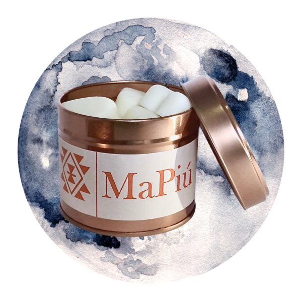 twelve hearts vegan soy scented wax melts tin, moonlit nights, summer scent, bergamot, orange, peach, coconut, jasmine, vanilla
