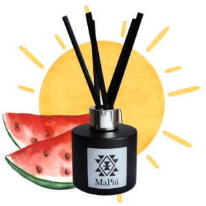 reed diffusers vegan, sunny days, refreshing mix, lemon, orange, melon, watermelon, coconut, sugar, spring and summer scent