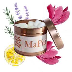 twelve hearts vegan soy scented wax melts tin, tranquility, aromatherapy calm peace scent, lemon, rose, lavender, rosemary, musk