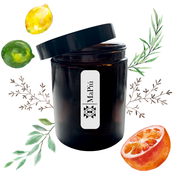 apothecary vegan soy scented candle, breeze, revitalizing and refreshing fragrance, lemon, orange, bergamot, mint