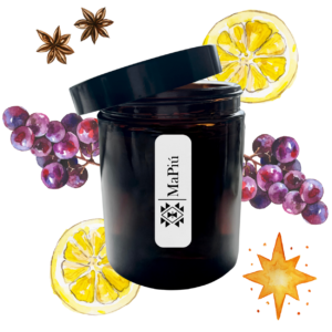 apothecary vegan soy scented candle, get festive, mulled wine, cinnamon, berry, orange, brandy, clove, ginger, vanilla