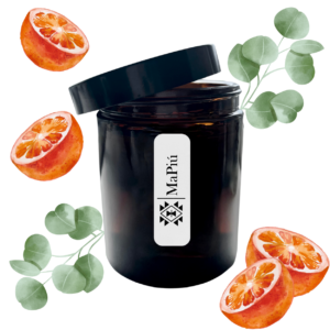 apothecary vegan soy scented candle, spiced orange, winter fragrance, orange, eucalyptus, clove, cinnamon, vanilla