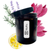 apothecary vegan soy scented candle, tranquility, aromatherapy, calmness and peace, lemon, rose, lavender, rosemary, musk
