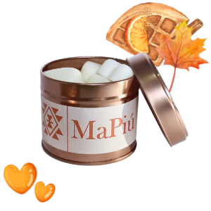 twelve hearts vegan soy scented wax melts tin, spice maple citrus, winter scent, orange, cinnamon, ginger, maple syrup, vanilla