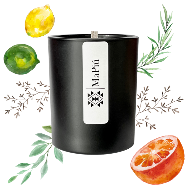 breeze original luxury scented candle, revitalizing and refreshing fragrance, lemon, orange, bergamot, mint