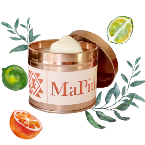 large rose gold tin candle happy morning, aromatherapy uplifting fragrance