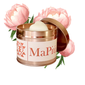 large rose gold tin candle lychee peony, fruity, floral, raspberry, peach, jasmine, rosewood