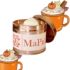 large rose gold tin candle pumpkin spiced latte, cinnamon, nutmeg, ginger, coffee, sugar, vanilla