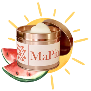 large rose gold tin candle sunny days, refreshing mix, lemon, orange, melon, watermelon, coconut, sugar candy