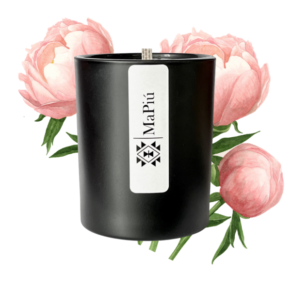 lychee peony, original luxury scented candle, Fruity and floral fragrance, raspberry, lychee fruit, peony, peach, jasmine, rosewood