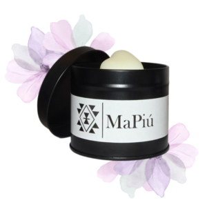 black tin vegan candle warm hug, delicious, calm, coconut, cocoa, vanilla, floral, amber, musk