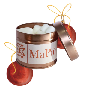 hearts vegan soy scented wax melts tin, feels like christmas, pine, eucalyptus, orange, pear, cinnamon, clove, vanilla