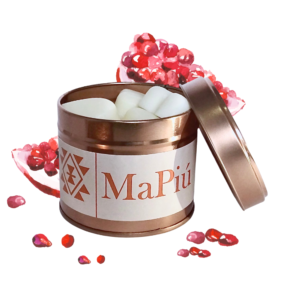 hearts vegan soy scented wax melts tin pomegranate, refreshing, raspberry, lime, cherry, honey, vanilla, cedarwood, rose