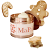 large rose gold tin candle gingerbread cookies, cinnamon, ginger, spices, orange, biscuit, vanilla