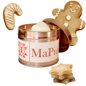 large rose gold tin candle gingerbread cookies, cinnamon, ginger, spices, orange, biscuit, vanilla
