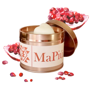 large rose gold candle pomegranate, refreshing, raspberry, lime, cherry, honey, vanilla, musk, cedar wood, rose