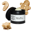 black tin candle gingerbread cookies, cinnamon, orange, biscuit, vanilla, autumn, winter