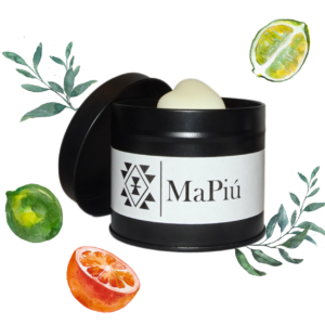 black tin vegan candle happy morning, aromatherapy uplifting fragrance
