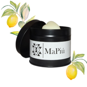 black tin vegan candle invigorate, aromatherapy empowering candle