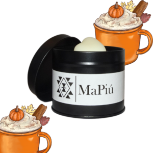 black tin vegan candle, autumn, winter, pumpkin spiced latte, cinnamon, nutmeg, ginger, coffee, sugar, vanilla