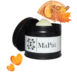 black tin vegan candle, aromatherapy, spice maple citrus, winter scent, orange, cinnamon, ginger, maple syrup, vanilla