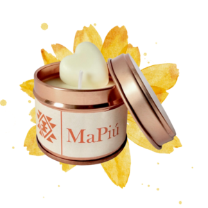small rose gold tin candle vitality, citrus and floral, jasmine, kumquat, pineapple, lime, pomegranate, cedar wood