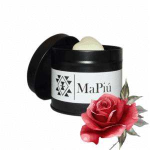 black tin vegan soy wax scented candle with orange rose geranium clove patchouli black rose and oud fragrance