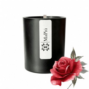 original luxury scented candle in glass jar with orange geranium clove patchouli black rose and oud fragrance