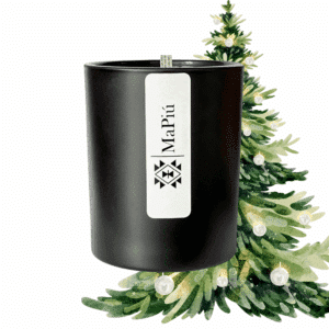 original luxury scented candle in glass jar with pine clove cinnamon fir christmas tree fragrance mapiu uk