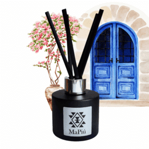 natural reed diffuser santorini with essential oils with neroli orange ylang ylang jasmine musk fragrance mapiu uk
